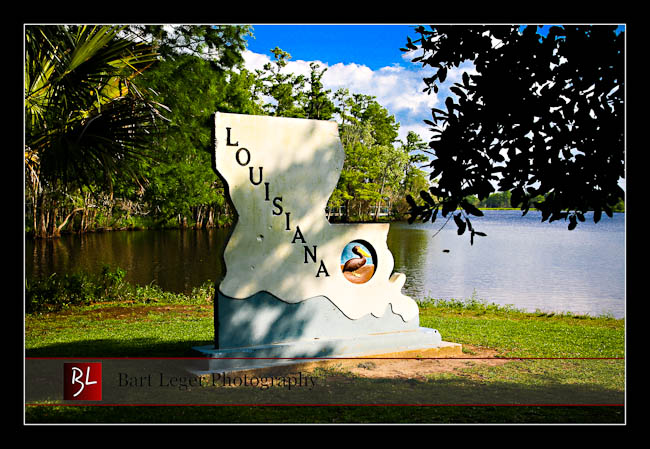 Louisiana Sign picture overlooking Lake Bienvenu